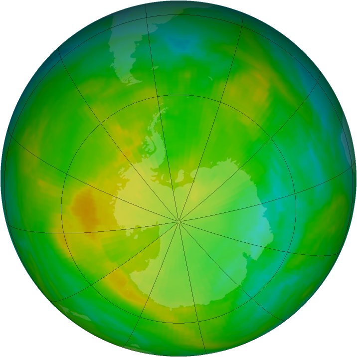 Antarctic ozone map for 28 November 1983